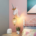 Crystal Lampshade Resin Wall Light With Unicorn Strawberry For Kids