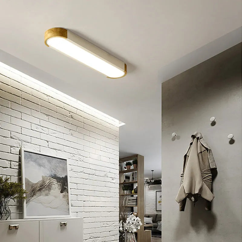 Clear Acrylic Shade Contemporary Wood Edge Ceiling Light