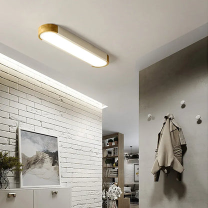 Clear Acrylic Shade Contemporary Wood Edge Ceiling Light