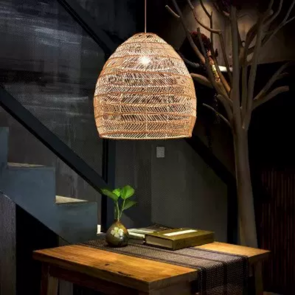 Rattan Accent Retro Led Pendant Light