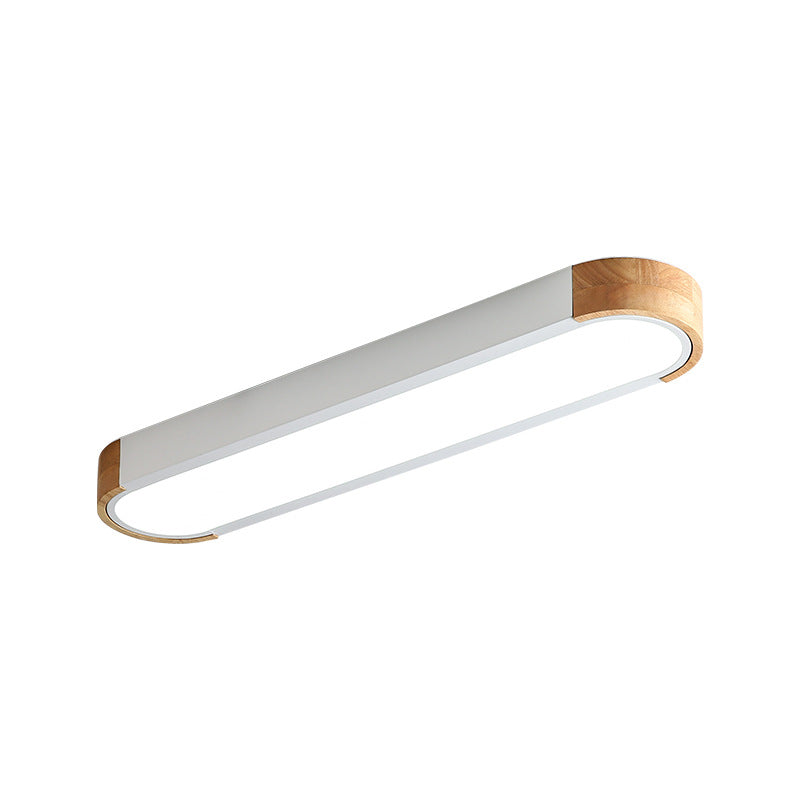 Clear Acrylic Shade Contemporary Wood Edge Ceiling Light