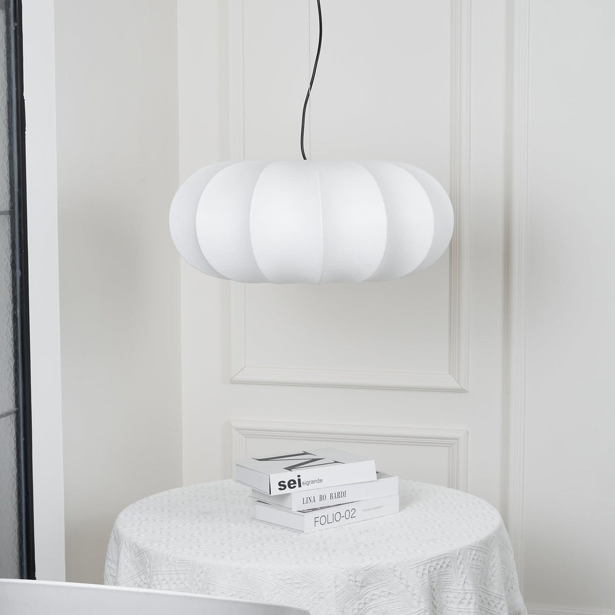Pendant Linen Beige Pumpkin Light With Glow Soft