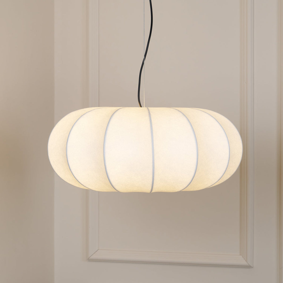 Pendant Linen Beige Pumpkin Light With Glow Soft