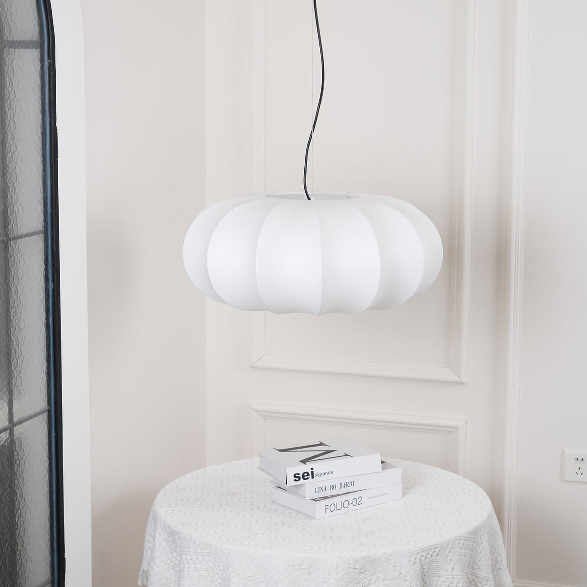 Pendant Linen Beige Pumpkin Light With Glow Soft