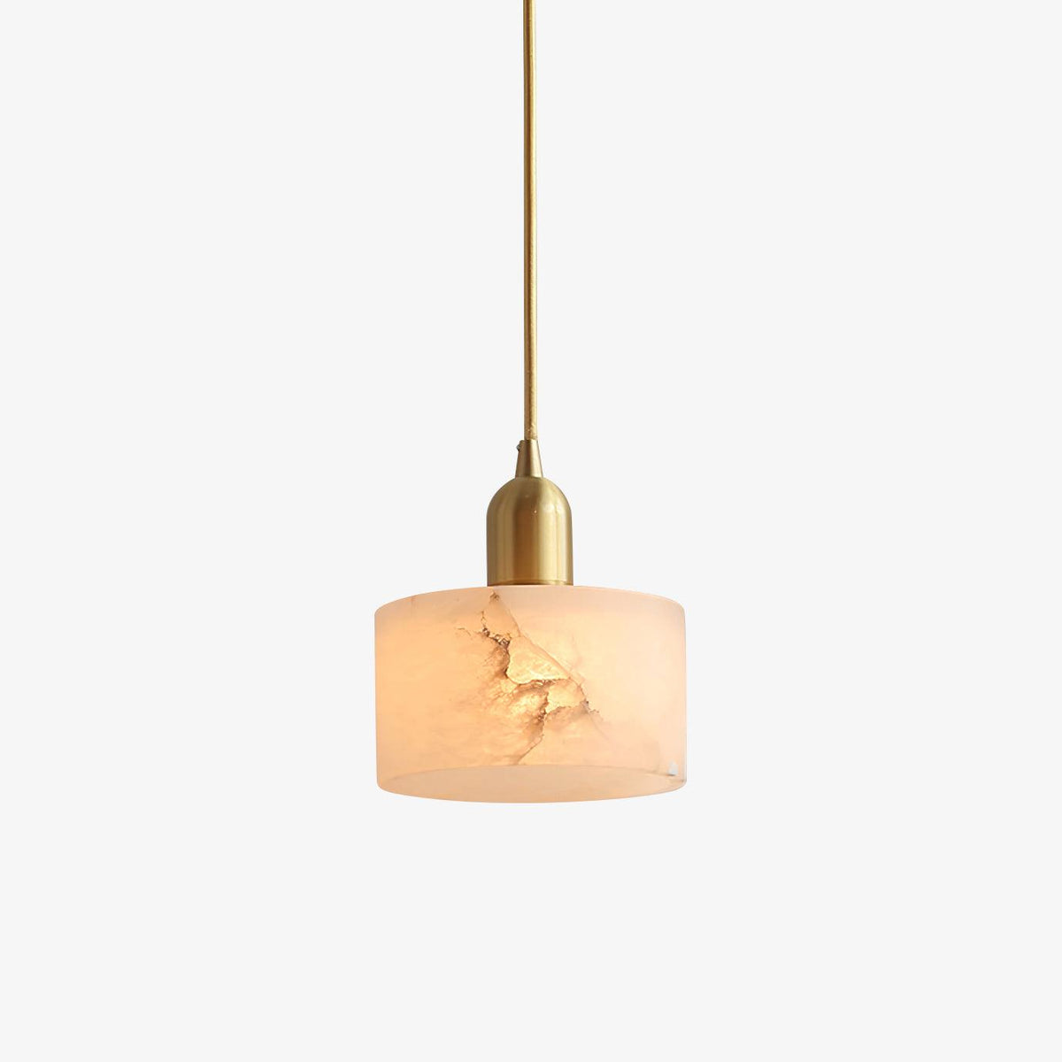 Warm Glow Alabaster Pendant Light With Brass Accent