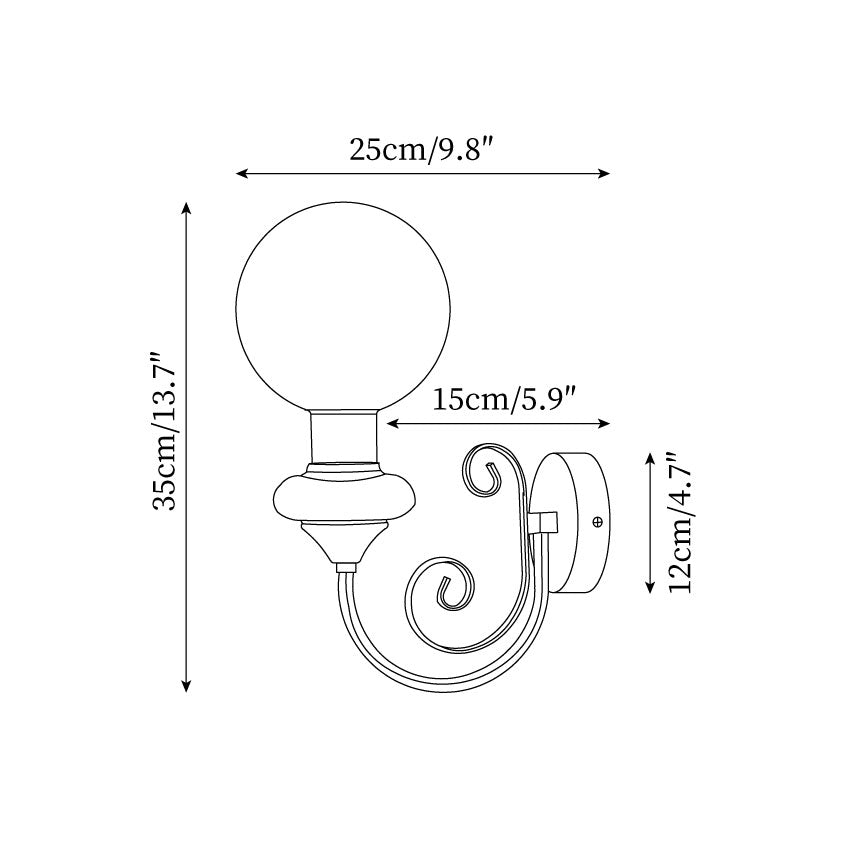Glass Shade And Brass Finish Wall Sconce Dimmable Damp Rated