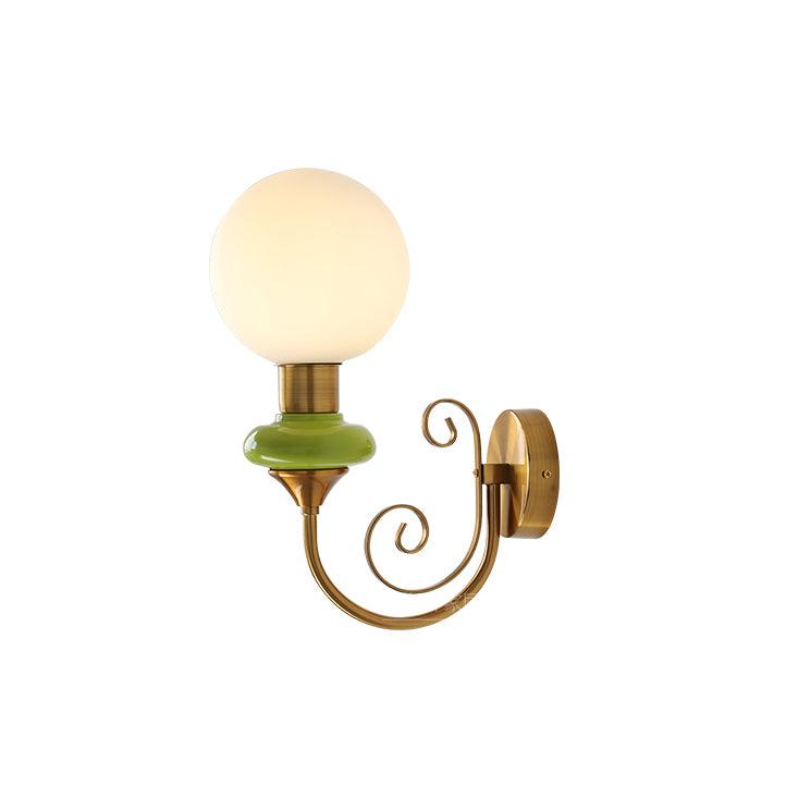 Glass Shade And Brass Finish Wall Sconce Dimmable Damp Rated