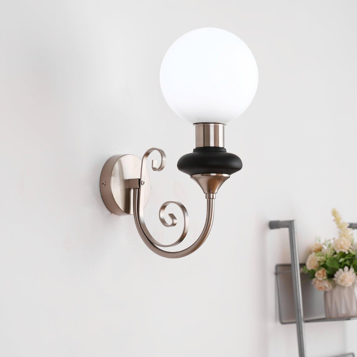 Glass Shade And Brass Finish Wall Sconce Dimmable Damp Rated