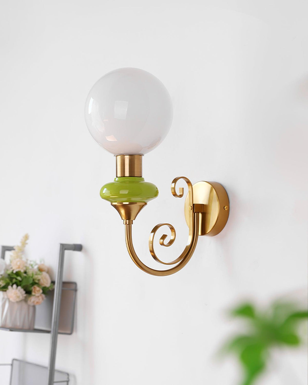 Glass Shade And Brass Finish Wall Sconce Dimmable Damp Rated