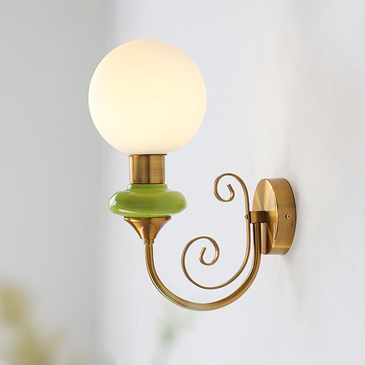 Glass Shade And Brass Finish Wall Sconce Dimmable Damp Rated