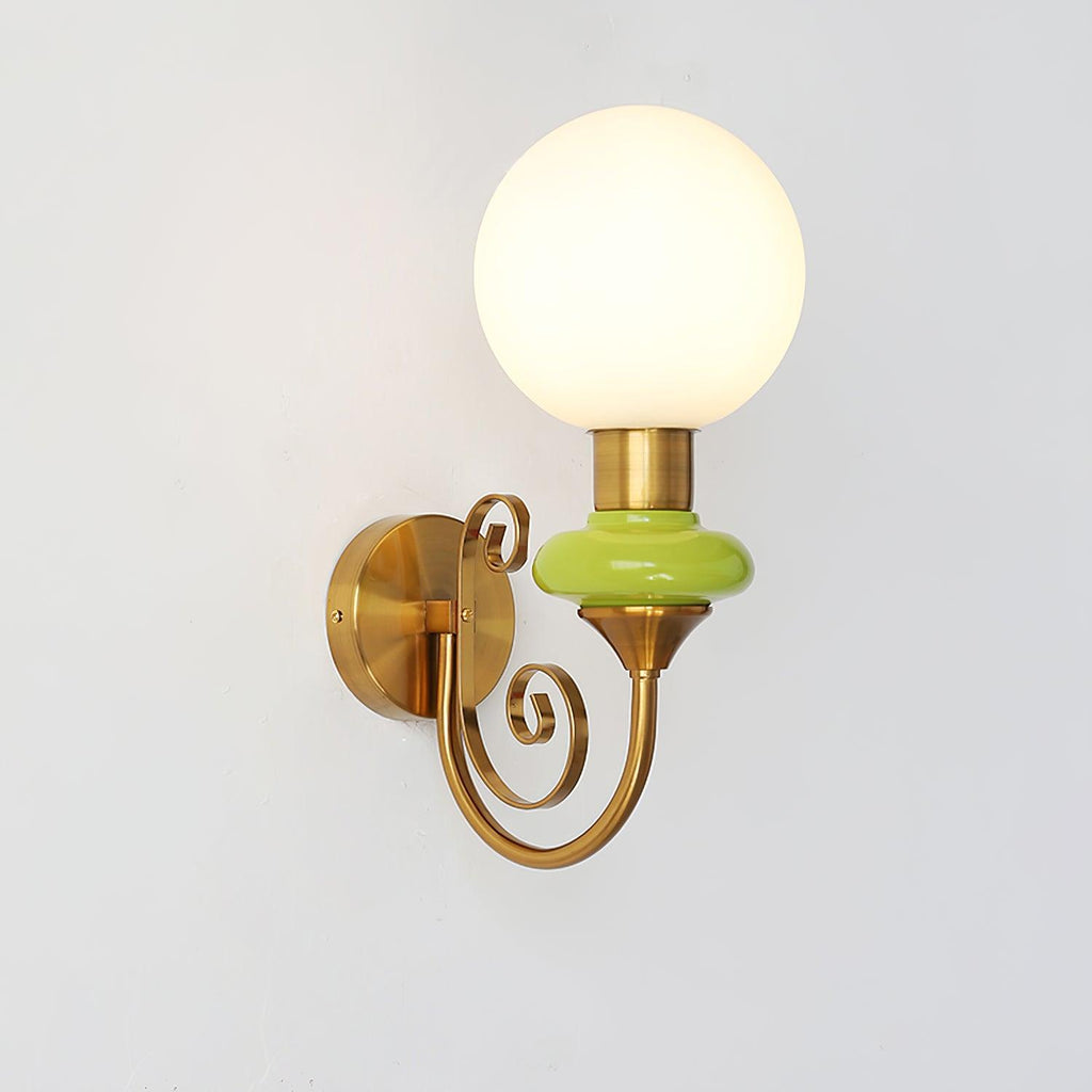 Glass Shade And Brass Finish Wall Sconce Dimmable Damp Rated