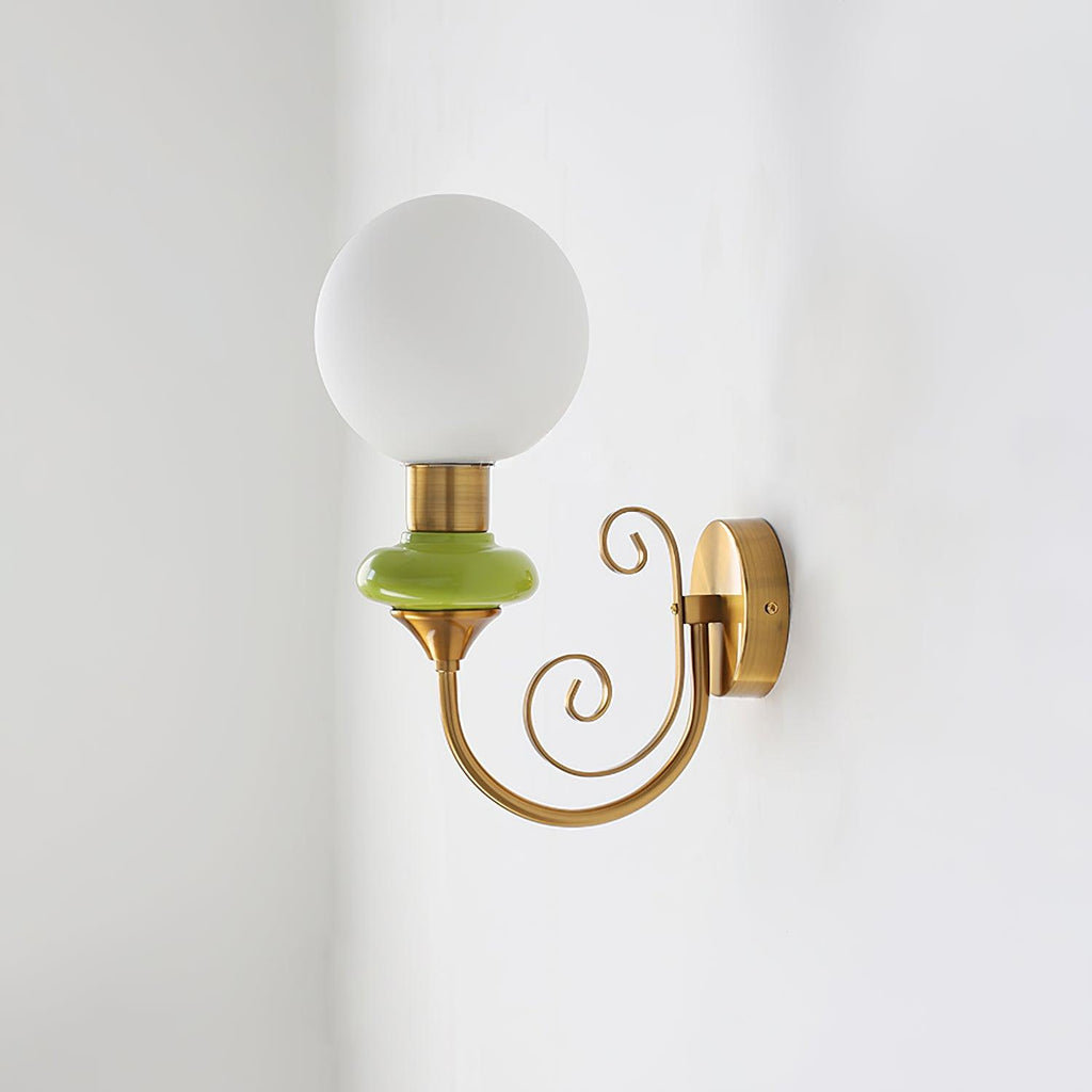 Glass Shade And Brass Finish Wall Sconce Dimmable Damp Rated