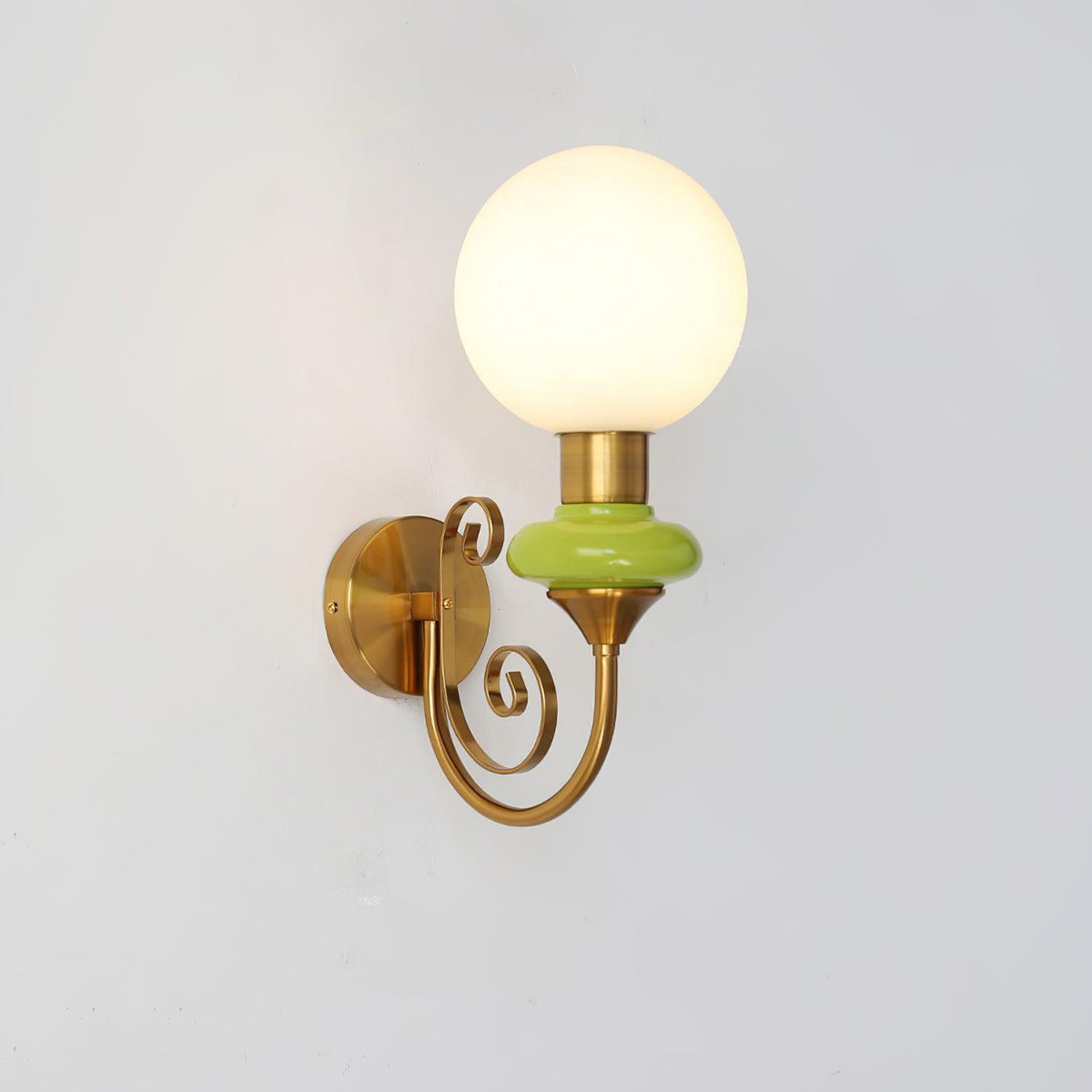 Glass Shade And Brass Finish Wall Sconce Dimmable Damp Rated