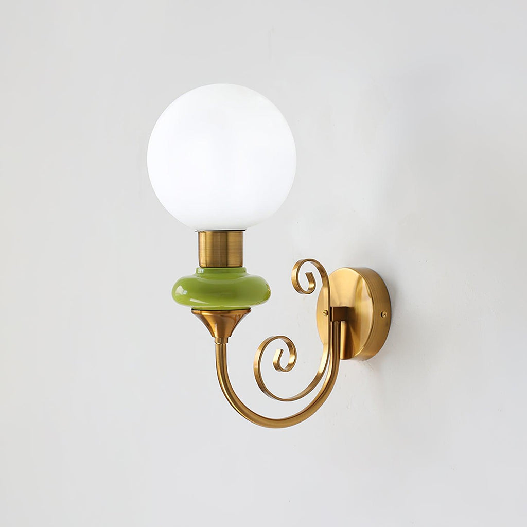 Glass Shade And Brass Finish Wall Sconce Dimmable Damp Rated