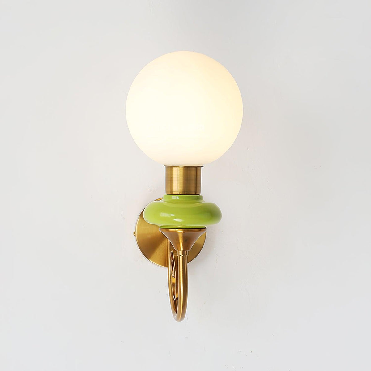 Glass Shade And Brass Finish Wall Sconce Dimmable Damp Rated