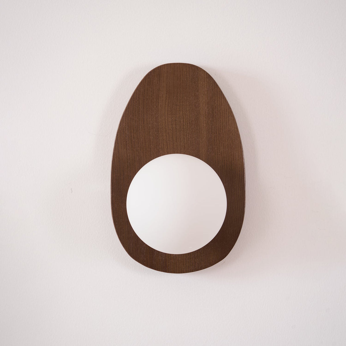 Globe Shade And Walnut Base Wall Lamp With Pebble Glow