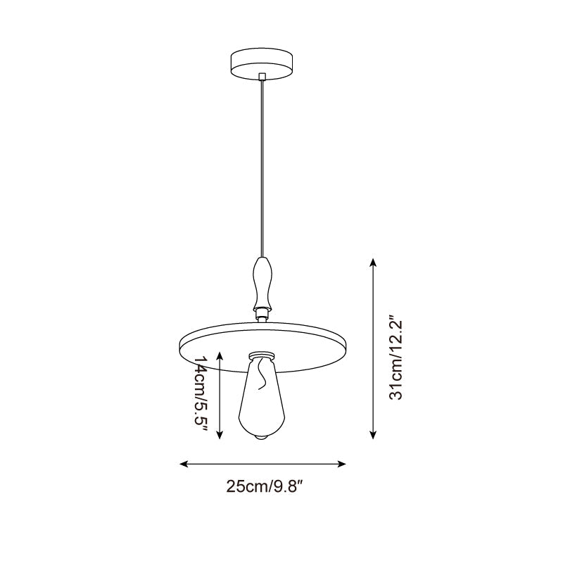 Natural Travertine Disc And Walnut Orbit Pendant Light