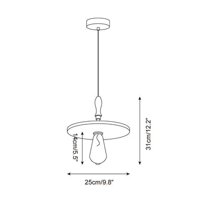 Natural Travertine Disc And Walnut Orbit Pendant Light