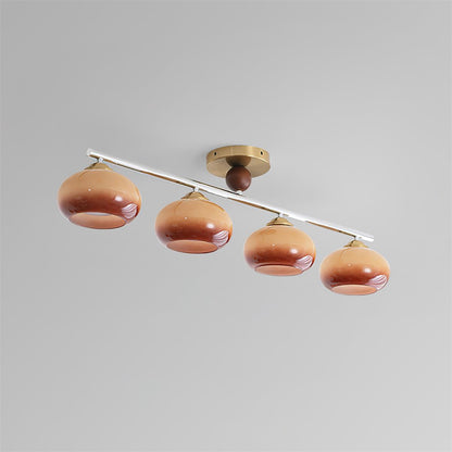 Ceiling Light With Metal Bar And Four Aurora Glass Shades