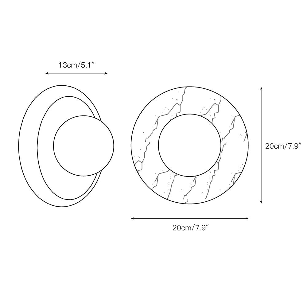 Indoor Wall Sconce With Glass Shade Elegant Round Marble