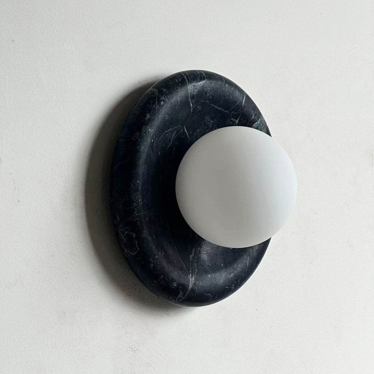 Indoor Wall Sconce With Glass Shade Elegant Round Marble