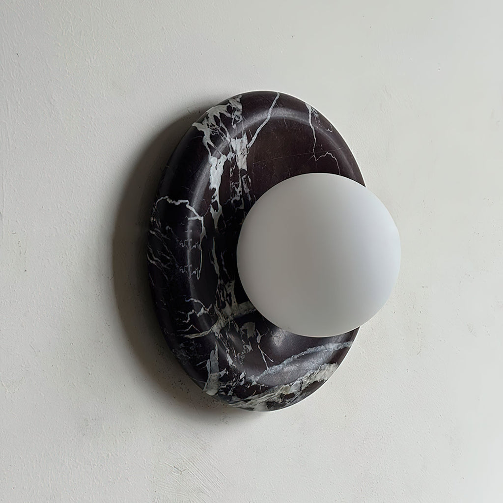 Wall Sconce Elegant Glass Shade With Round Marble