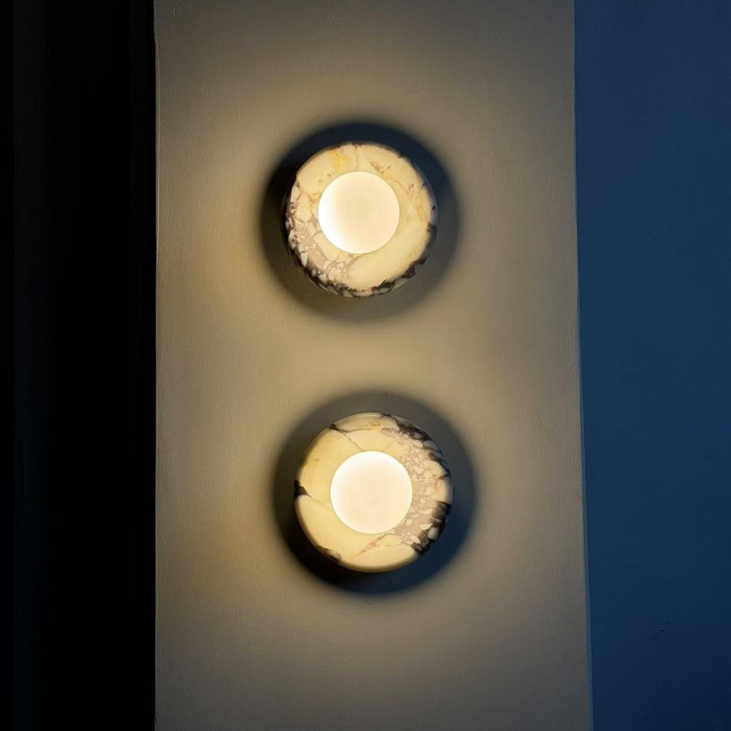 Wall Sconce Elegant Glass Shade With Round Marble
