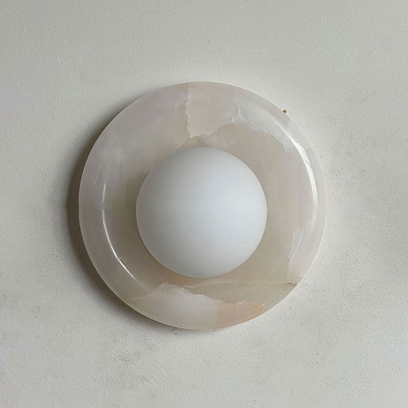 Indoor Wall Sconce With Glass Shade Elegant Round Marble