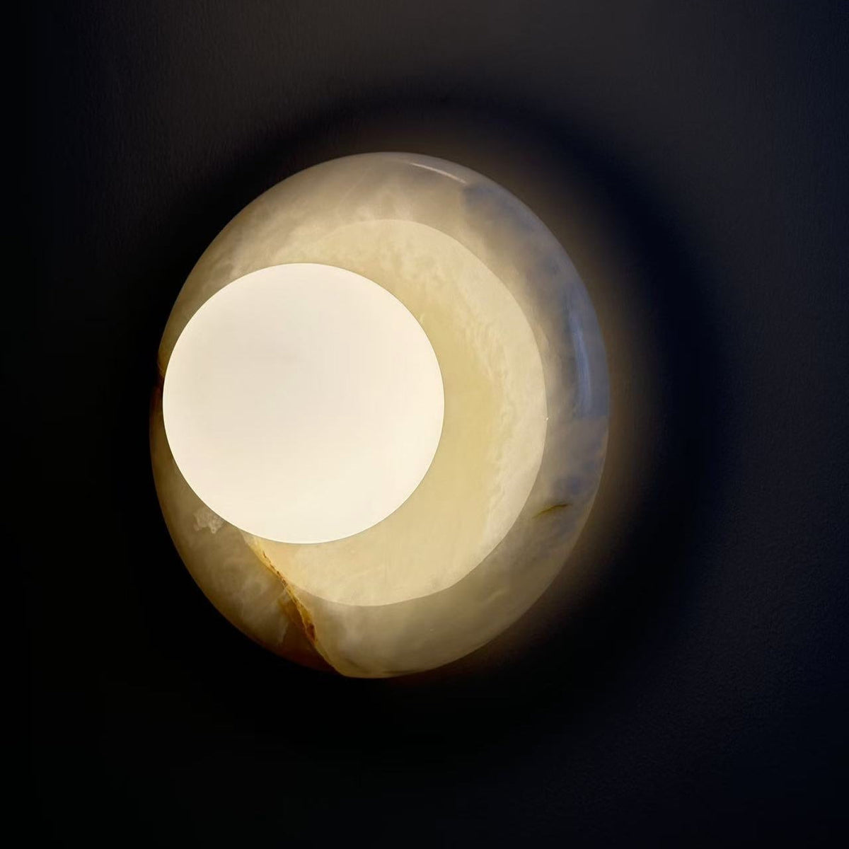 Wall Sconce Elegant Glass Shade With Round Marble