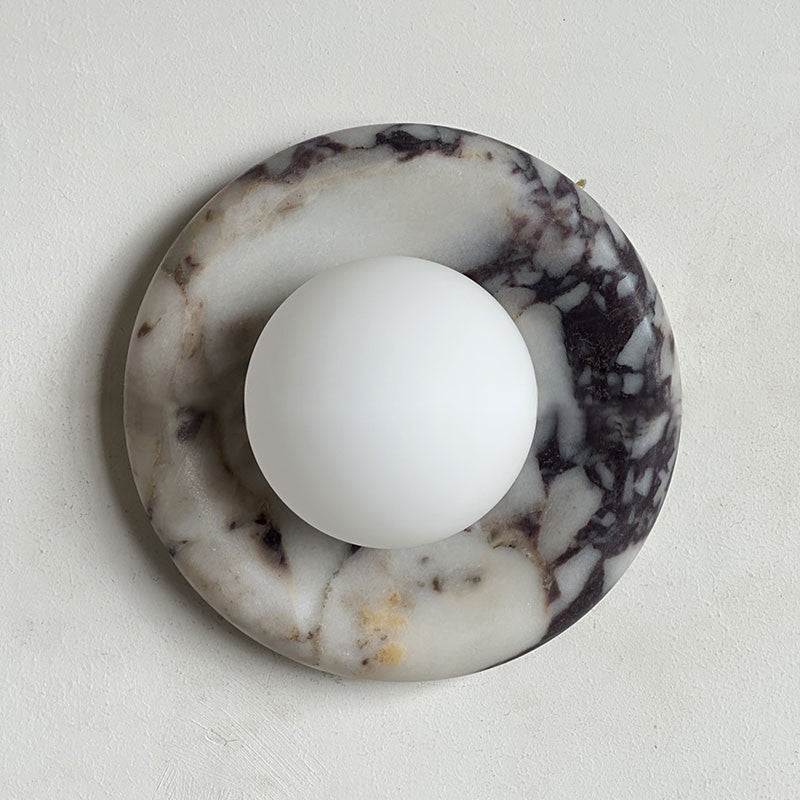 Wall Sconce Elegant Glass Shade With Round Marble