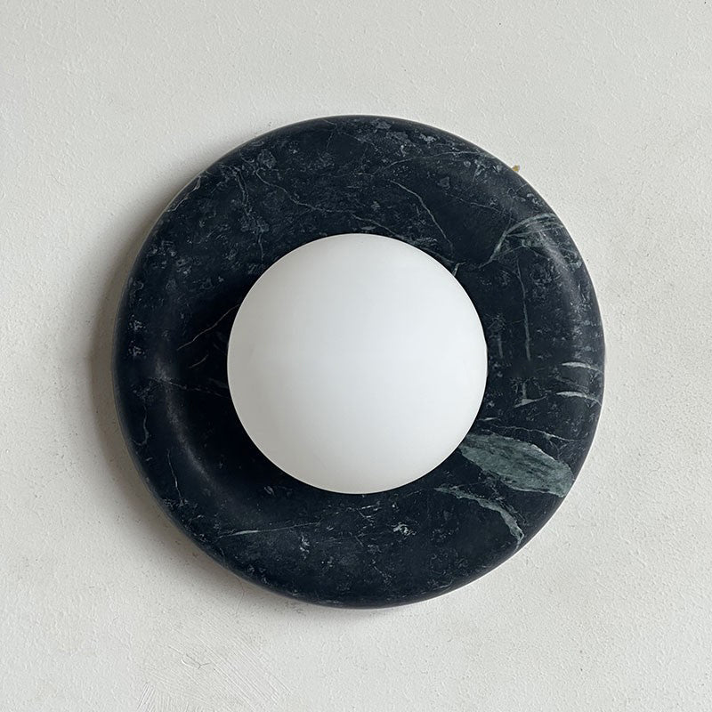 Indoor Wall Sconce With Glass Shade Elegant Round Marble