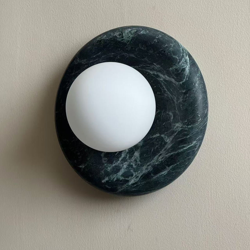 Indoor Wall Sconce With Glass Shade Elegant Round Marble