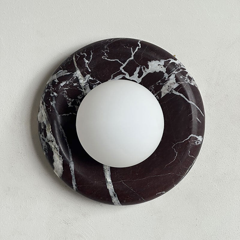 Indoor Wall Sconce With Glass Shade Elegant Round Marble