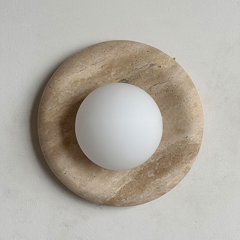 Indoor Wall Sconce With Glass Shade Elegant Round Marble