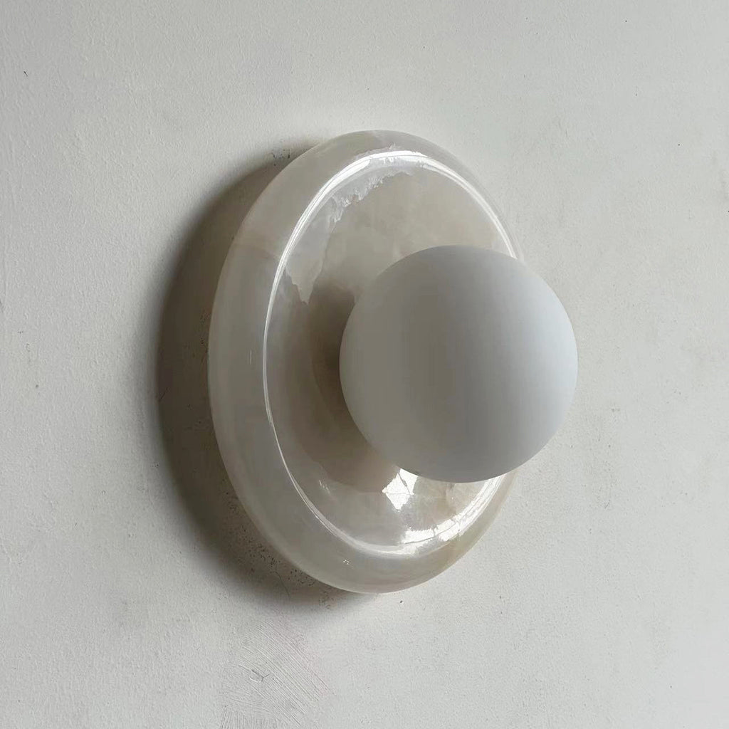 Indoor Wall Sconce With Glass Shade Elegant Round Marble