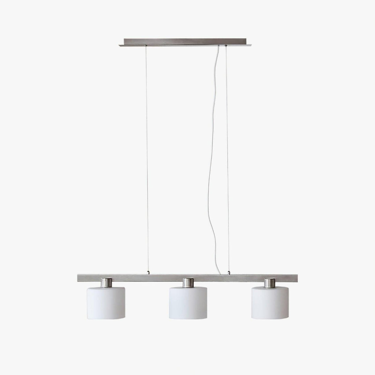 White Metal And Glass Three Head Pendant Light