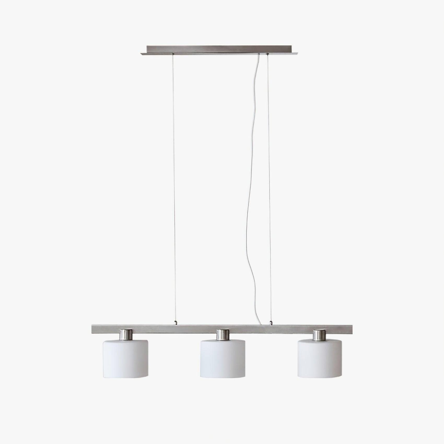 White Metal And Glass Three Head Pendant Light