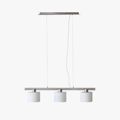 White Metal And Glass Three Head Pendant Light