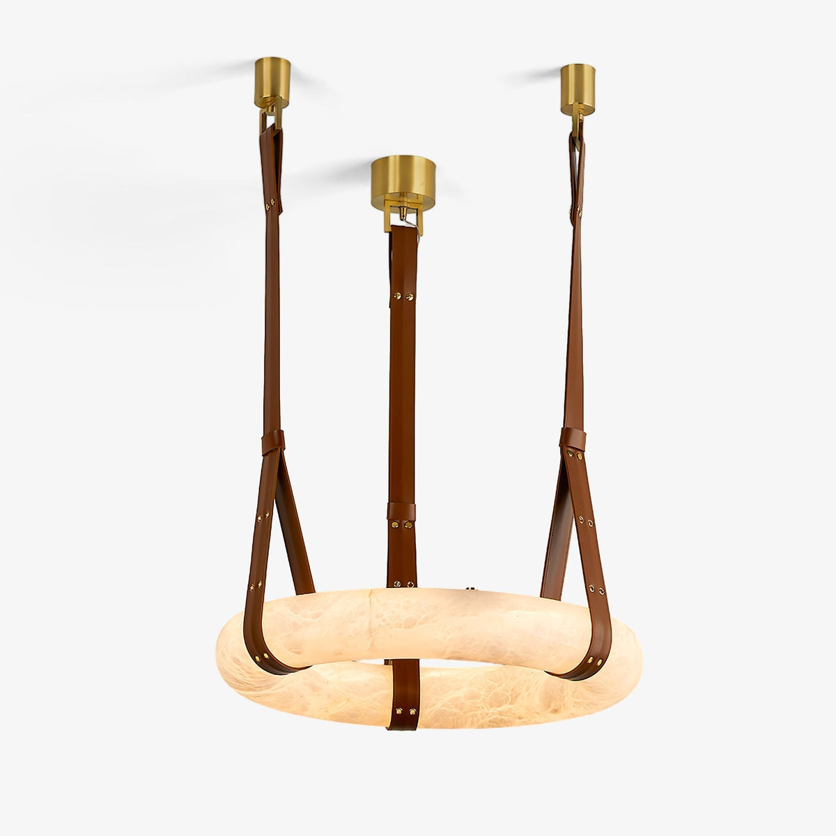 Leather Accents With Premium Alabaster Pendant Light