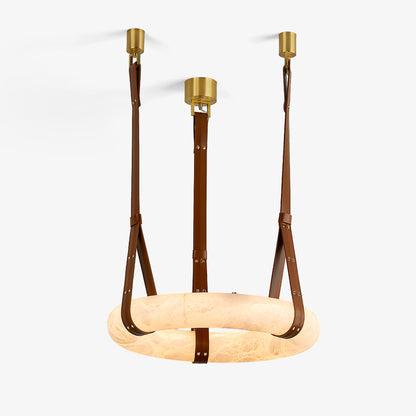 Leather Accents With Premium Alabaster Pendant Light