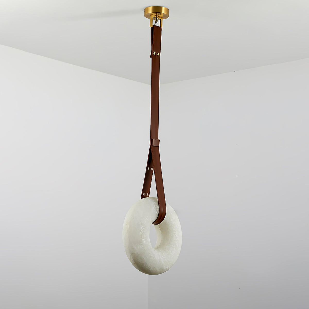 Alabaster Ring And Leather Straps Star Pendant Light