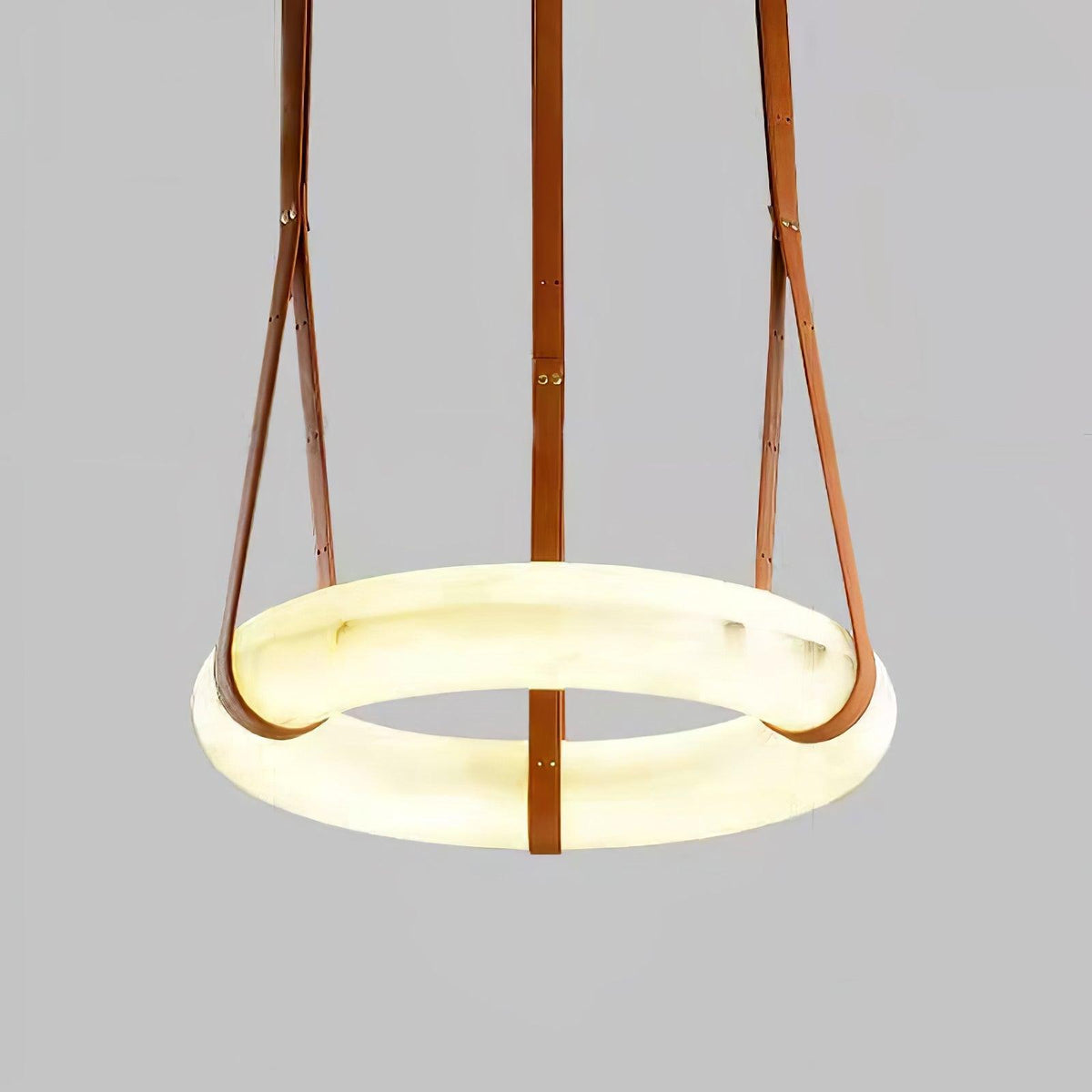 Alabaster Ring And Leather Straps Star Pendant Light