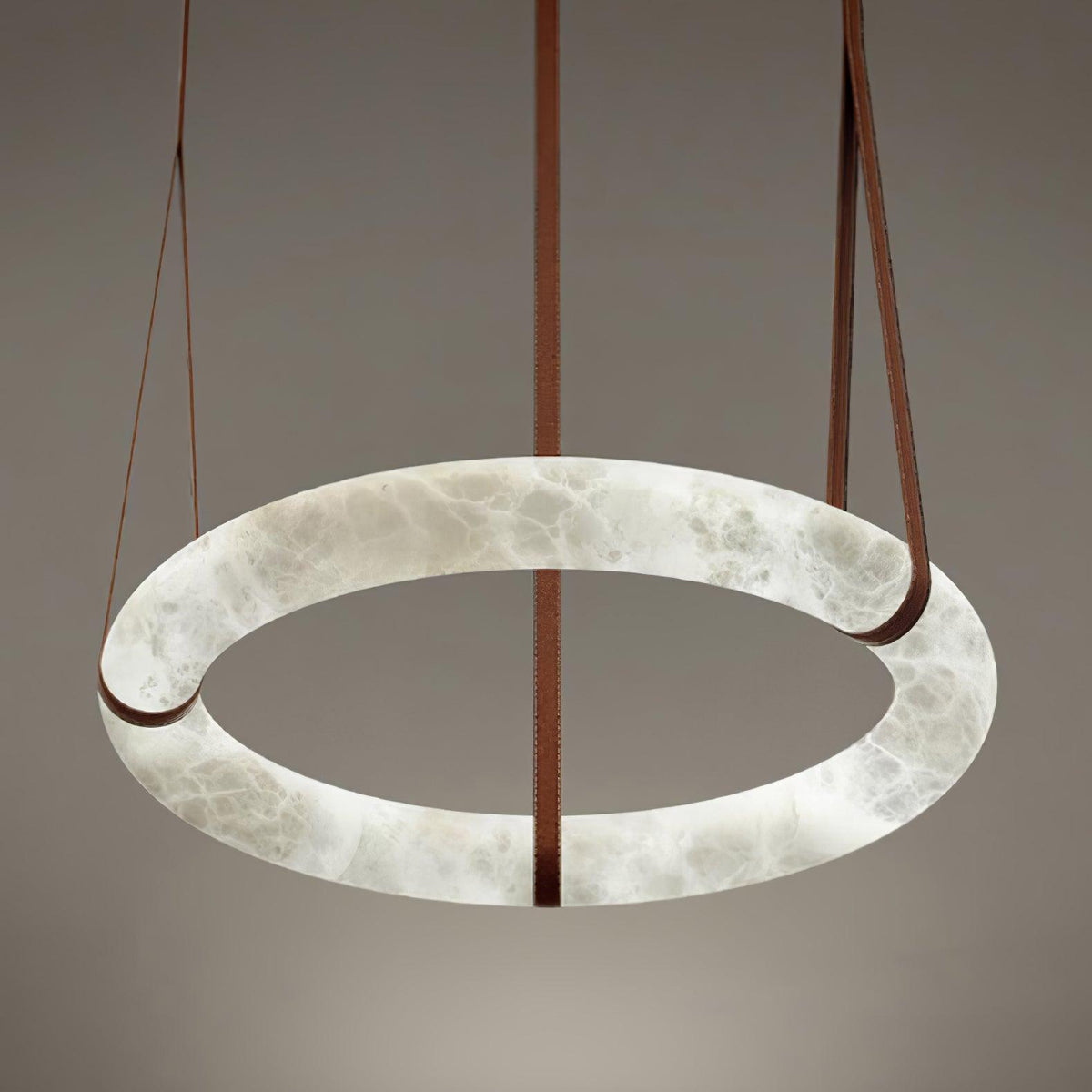 Alabaster Ring And Leather Straps Star Pendant Light