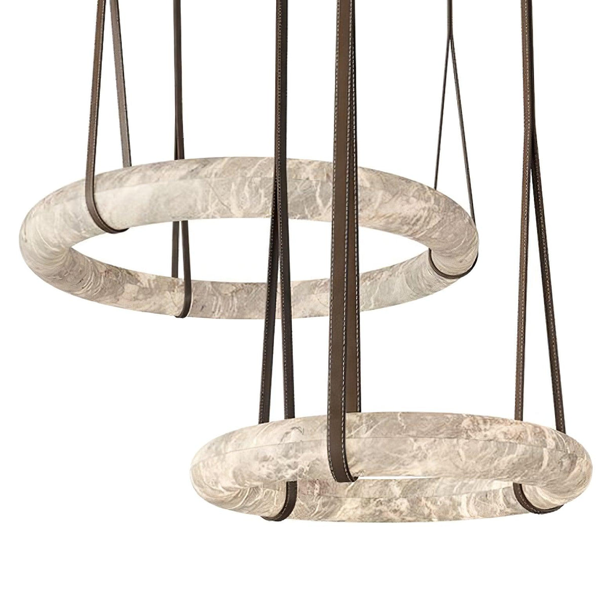 Alabaster Ring And Leather Straps Star Pendant Light