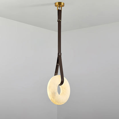 Leather Accents With Premium Alabaster Pendant Light