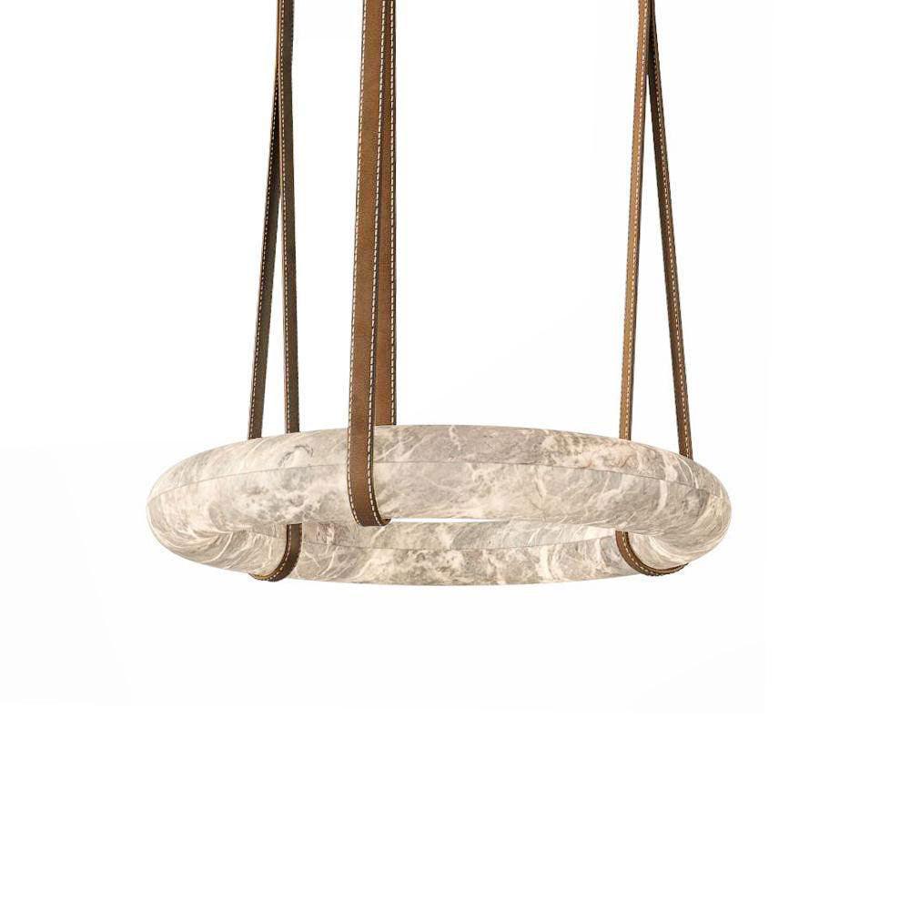 Leather Accents With Premium Alabaster Pendant Light