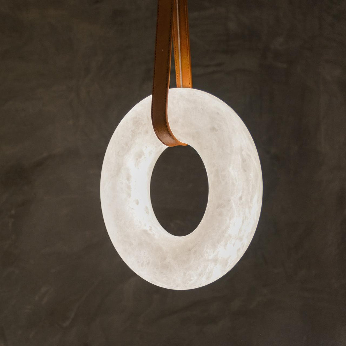 Leather Accents With Premium Alabaster Pendant Light