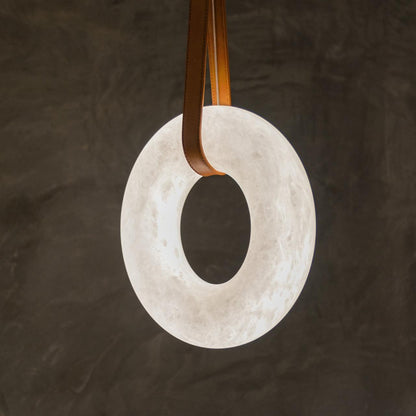 Leather Accents With Premium Alabaster Pendant Light