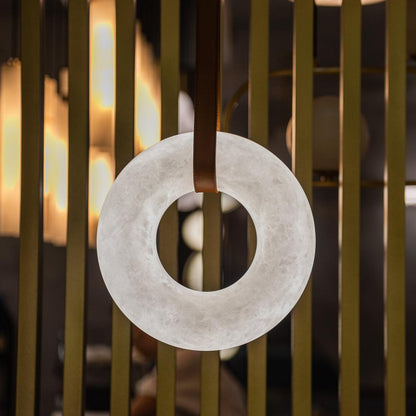 Leather Accents With Premium Alabaster Pendant Light