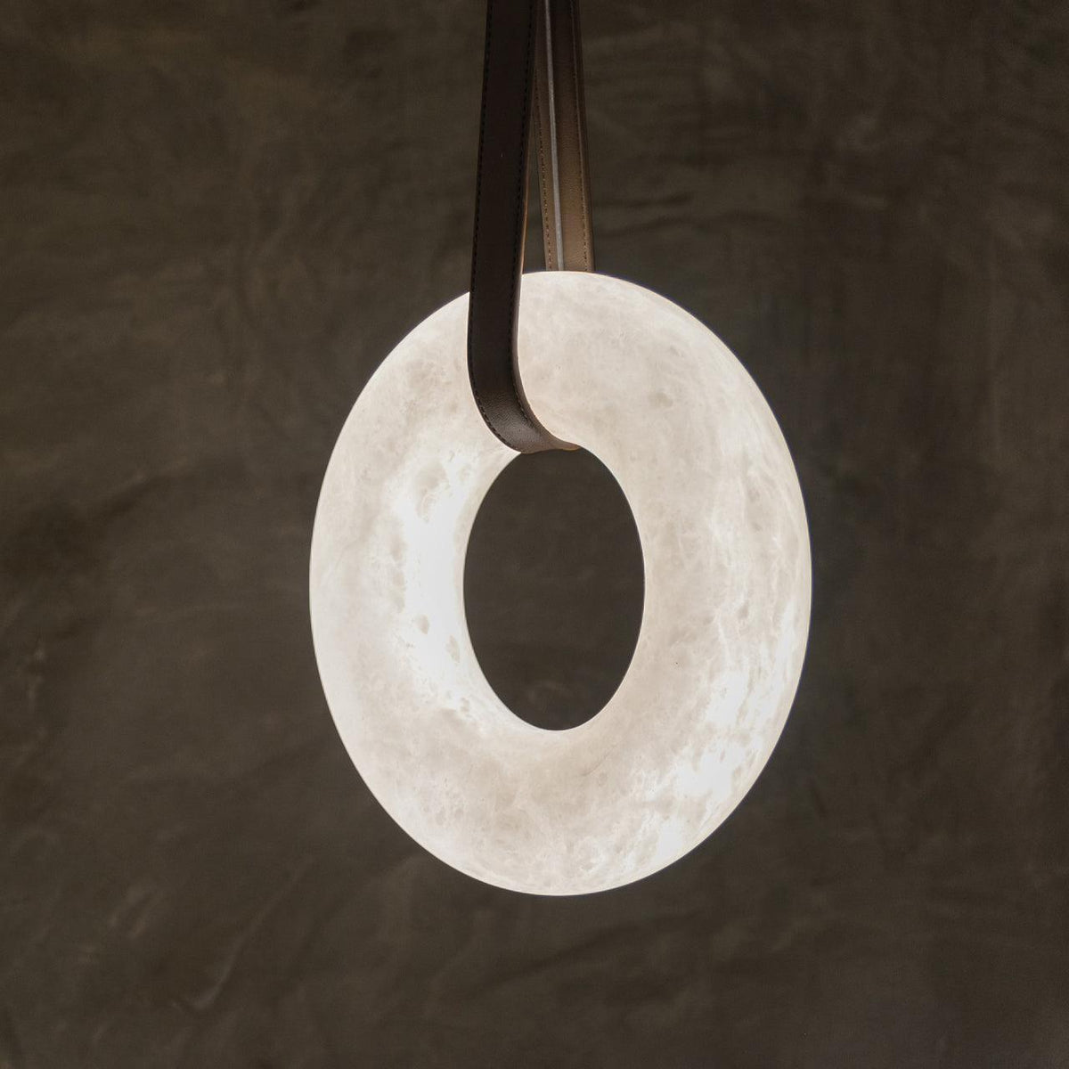 Leather Accents With Premium Alabaster Pendant Light